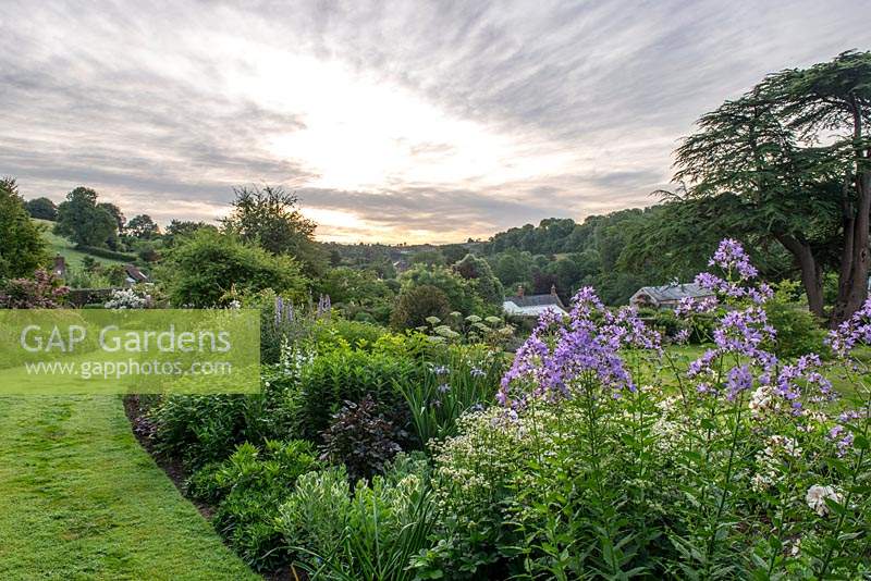 The upper herbaceous borders at Batcombe House, Somerset, UK. 