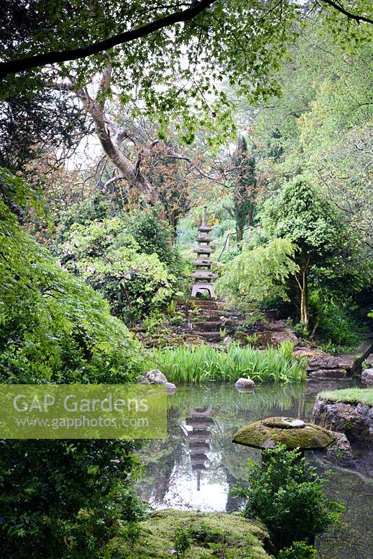 The Japanese garden at Iford Manor, Bradford-on-Avon, Wiltshire, UK. 