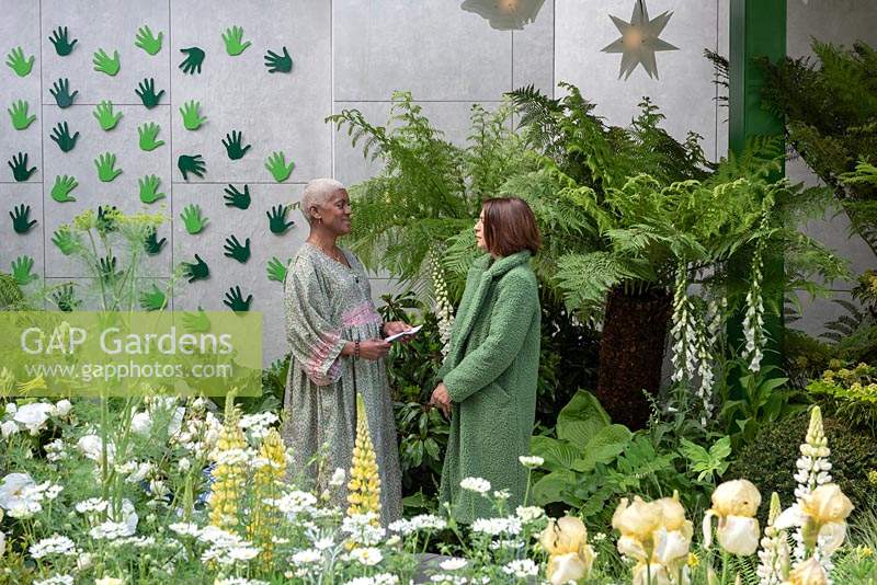 The Greenfingers Charity Garden. Designer Kate Gould talking about her show garden. Sponsor: Green Fingers Charity. RHS Chelsea Flower Show 2019.