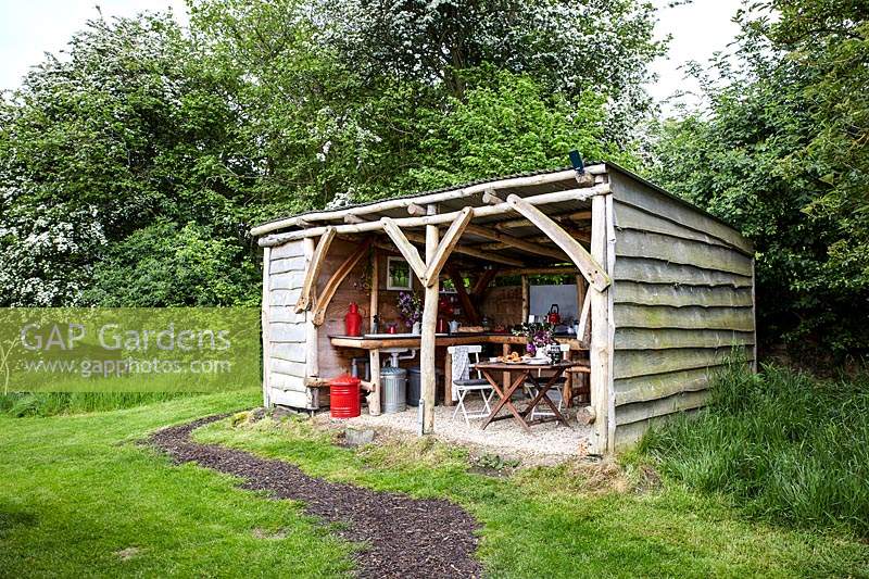 Rustic timber kitchen hut