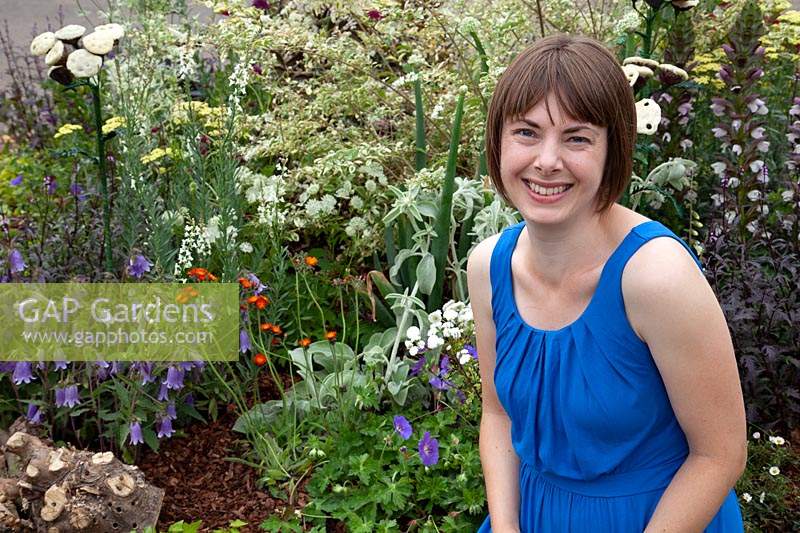Alexa Ryan-Mills in her 'Useful and Beautiful', an insect and pollinator-friendly garden in the Beautiful Borders Section at Gardener's World Live 2018.