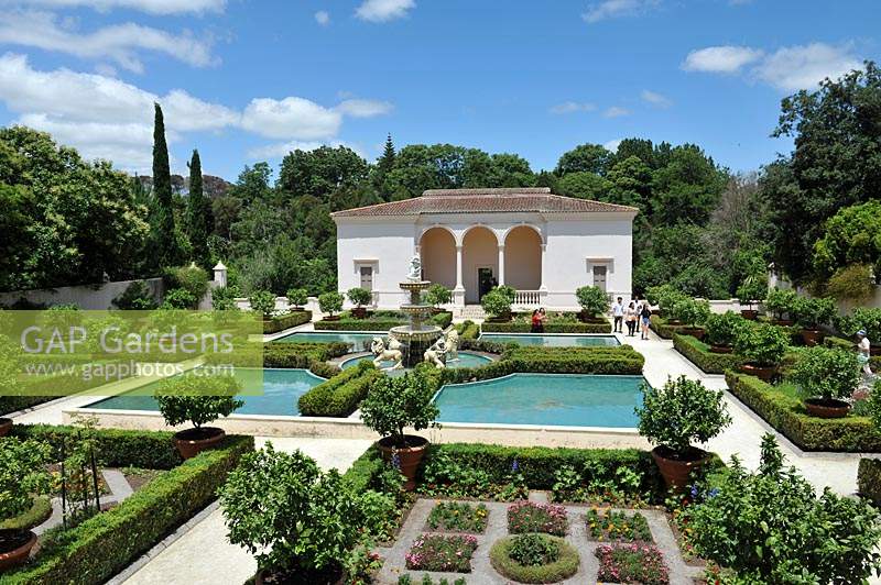 Overview of the Italian Renaissance Garden at the Themed Gardens Collection in Hamilton, New Zealand
