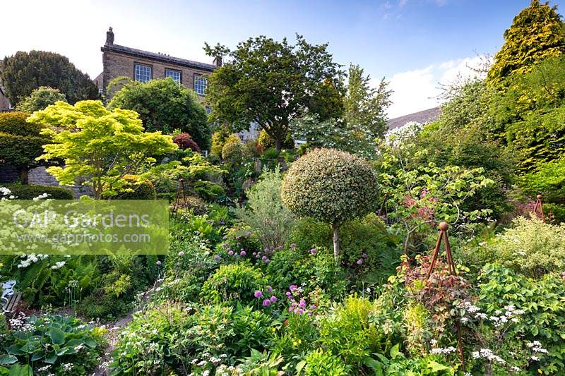 View of the garden at Millgate House, North Yorkshire, UK