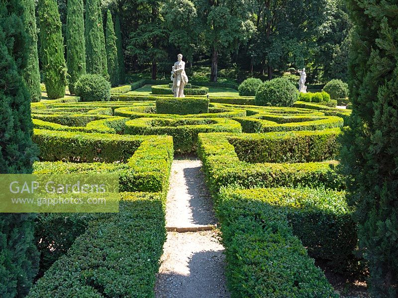 View of a parterre showing symmetry and focal point