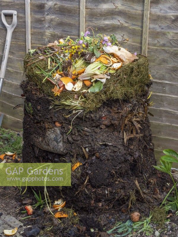 Compost heap showing layers