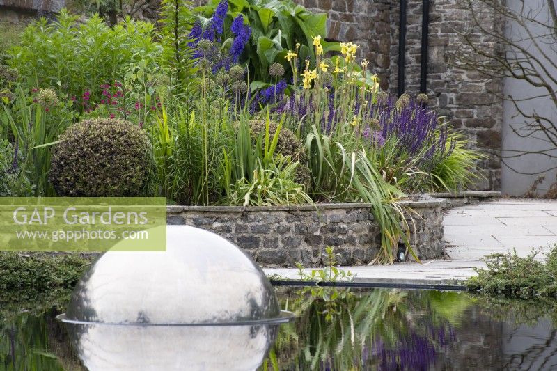 The Sunken Garden - Water Feature by William Pye - Aberglasney House  and  Gardens Carmarthenshire Wales - June