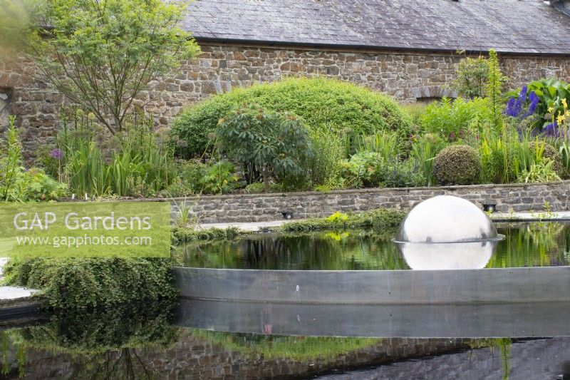 The Sunken Garden - Water Feature by William Pye - Aberglasney House  and  Gardens Carmarthenshire Wales - June