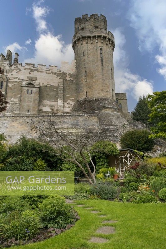 View of Warwick Castle from Mill Street Gardens - May
