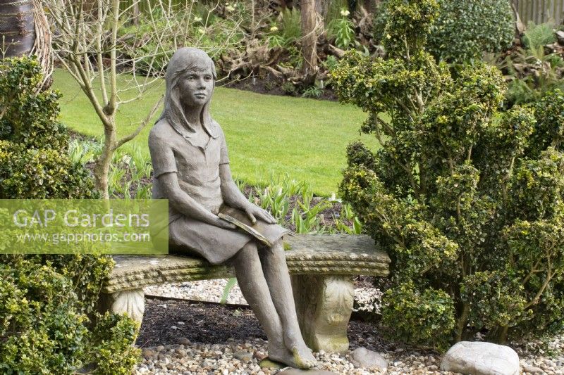 Statue of a Girl in John's Garden at Ashwood Nurseries - Kingswinford - Spring