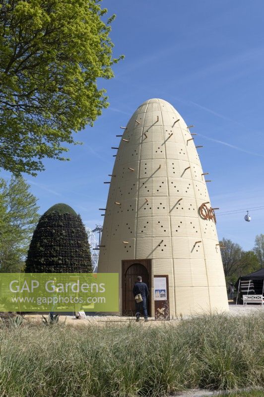Almere The Netherlands 19th April 2022
Floriade Expo 2022. A ten-yearly botanical garden festival and exhibition, this year taking place in Almere, Flevoland. 
Qatar pavilion with pigeon towers inspired from traditional designs to give migrating birds the chance to rest. 