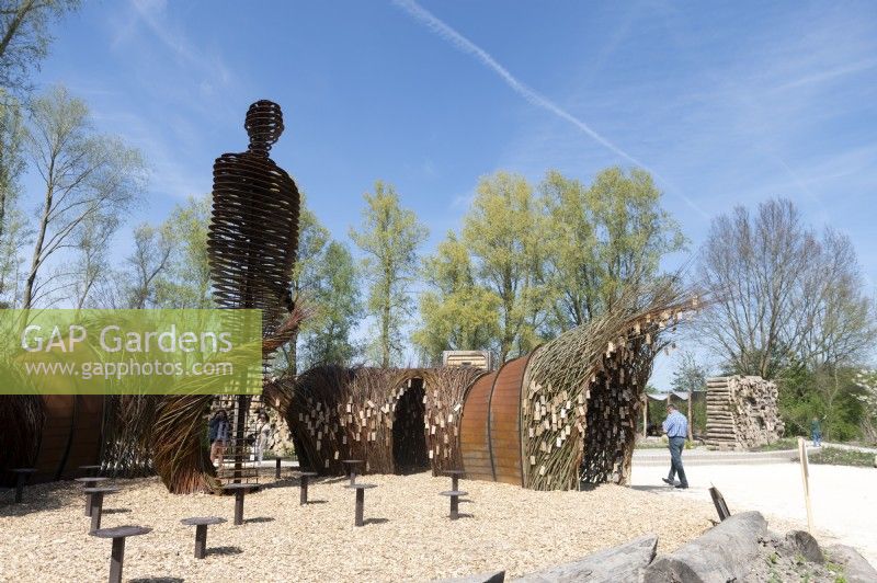 Almere The Netherlands 19th April 2022
Floriade Expo 2022. A ten-yearly botanical garden festival and exhibition, this year taking place in Almere, Flevoland. 
Artwork by Will Beckers aka The Willowman on the Utopia peninsula. 