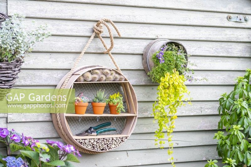 Hanging decorative sieve display