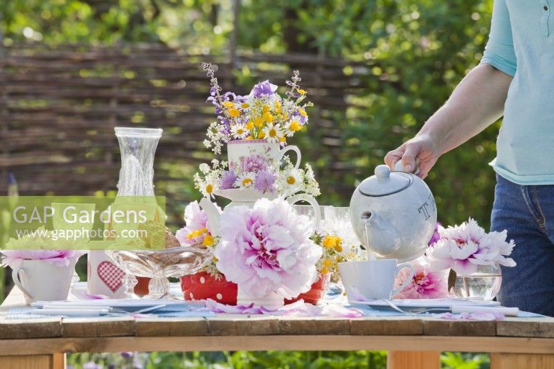 Outdoor table setting for tea.