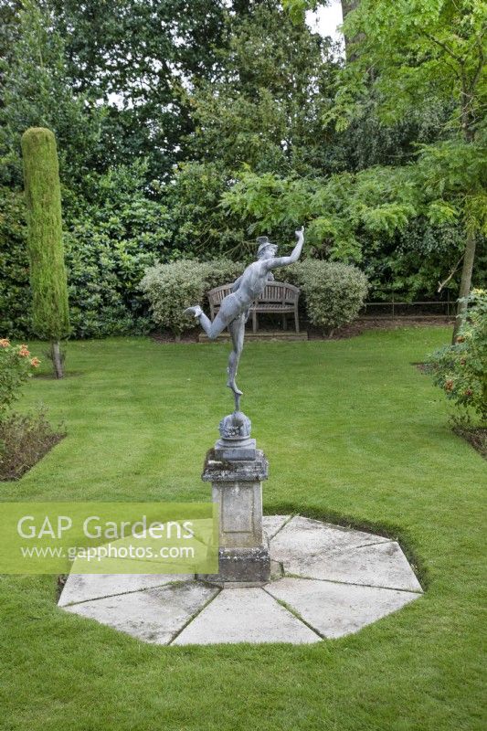 Statue of Eros at The Burrows Gardens, Derbyshire, in August