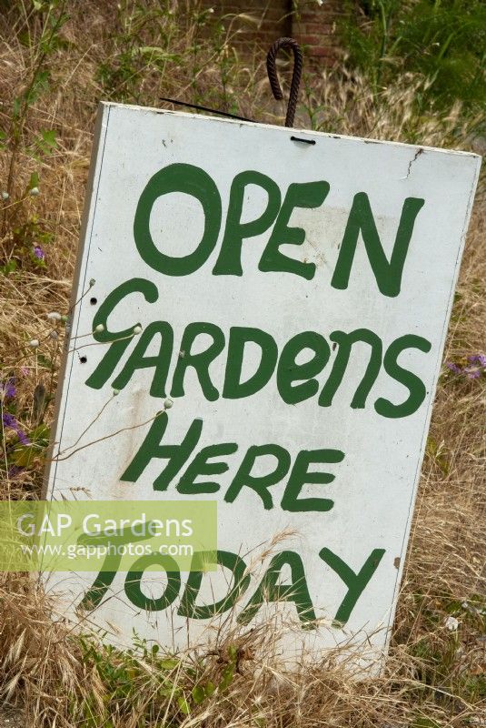 Sign for Open Gardens event - Snape, Suffolk