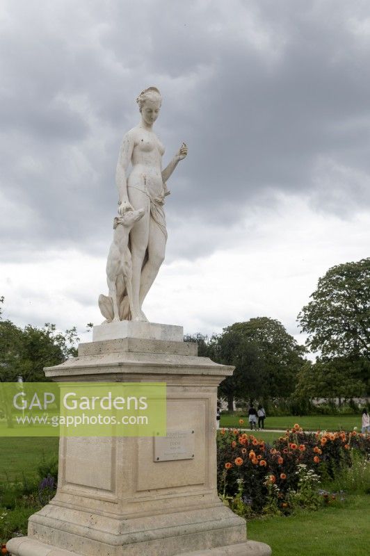 Paris France 
Jardin des Tuileries gardens in the city centre,
Statue of Diane. 