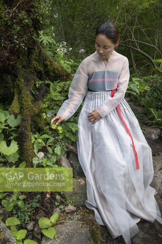 Jihae Hwang in her A Letter from a Million Years Past garden at RHS Chelsea Flower Show 2023