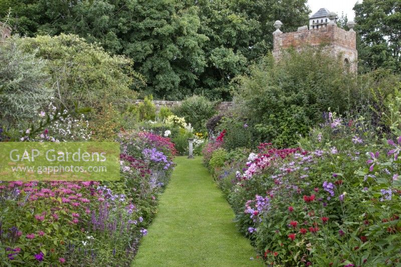 Mixed borders of perennials at Stone House Cottage Garden, July