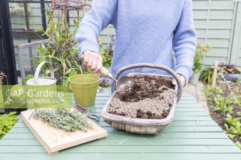Woman mixing grit and compost