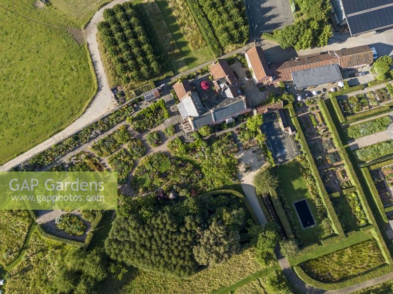 Aerial view of Holt Farm Organic Garden, Somerset