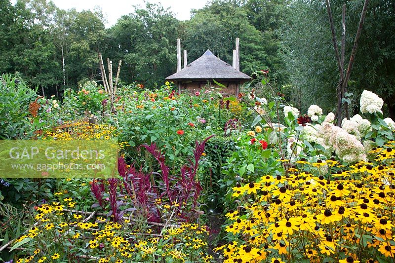 Country garden with cut flowers 