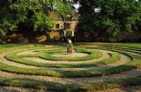 Turf and gravel labyrinth at The Manor House Chenies in Buckinghamshire