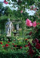 Statue in rose garden - The Walled Garden, Houghton Hall, Norfolk