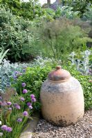 Forcing jar in herb and vegetable garden at Houghton Lodge Gardens.
