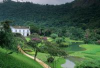 Overview of garden in valley with lake - Brazil 


