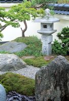 Stone Oribe Lantern in Japanese Garden -  Hampton Court FS 