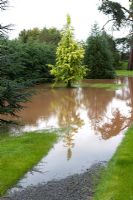 Flooded garden at Honeybrook House Cottage, Worcestershire - September 2008