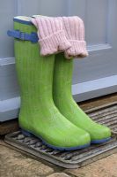 Wellington boots on a doorstep