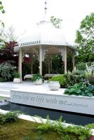Pavilion and planters with Zantedschia - From Life to Life, A Garden for George, RHS Chelsea Flower Show 2008 