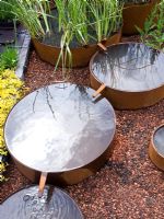 Copper pools for retaining water from roof - The Future Nature Garden, Sponsored by Yorkshire Water, University of Sheffield Alumni Fund, Green City Initiative, Buro Happold - RHS Chelsea Flower Show 2009
