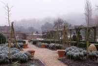 The walled vegetable garden in frost, Heale House Gardens, Wiltshire