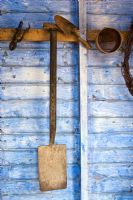 Old gardening tools in the Victorian potting shed, RHS Harlow Carr
