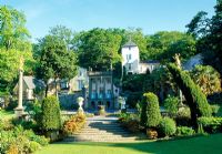 The Village - View across the Piazza to the Gloriette and Telfords Tower - Portmeirion, Gwynedd, Wales