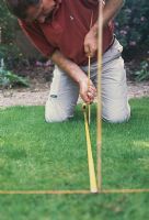 Measuring and marking out plots - Set out canes or pegs as markers at regular intervals to give an easy visual reference when looking around your garden