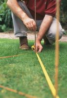 Step by step guide to measuring up a garden. Set out canes or pegs as markers at regular intervals, e.g. 2m apart, to give an easy visual reference when looking around your garden.