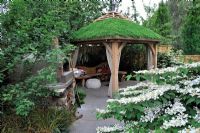 Timber gazebo with living roof - Trailfinders Australian Garden, Gold medal winner, RHS Chelsea Flower Show 2010 