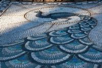 Peacock mosaic by Maggy Howarth - The Victorian Aviary Garden, Silver medal winner, RHS Chelsea Flower Show 2010