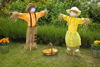 'Orange Man' and 'Lemon Lady' scarecrows 
