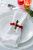Making a Cranberry and Bay leaf decorative ring - using the decoration as a napkin ring