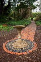 The new path and sundial - Pembury House Gardens, Sussex