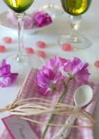 Table setting with cut Lathyrus - Sweet Peas