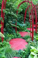 Modern red pathway and arches 