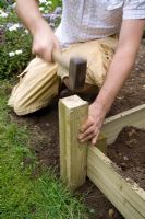 step by step, making a raised bed - firming soil