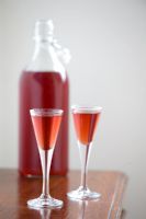 Making home-made Sloe Gin - two poured glasses 