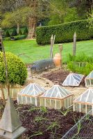 Vintage cloches in vegetable garden - The Old Rectory, Netherbury, Dorset NGS