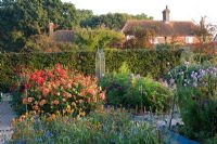 Dahlias, scabious and zinnias in the cutting garden at Perch Hill in autumn